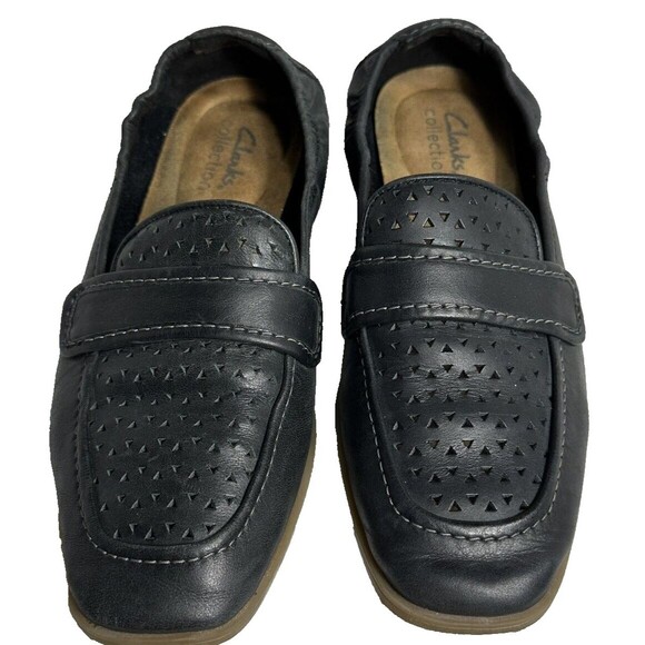 Clarks Collection Shoes Size 6 Black Lyrical Way Leather Flat Comfort - Picture 4 of 11